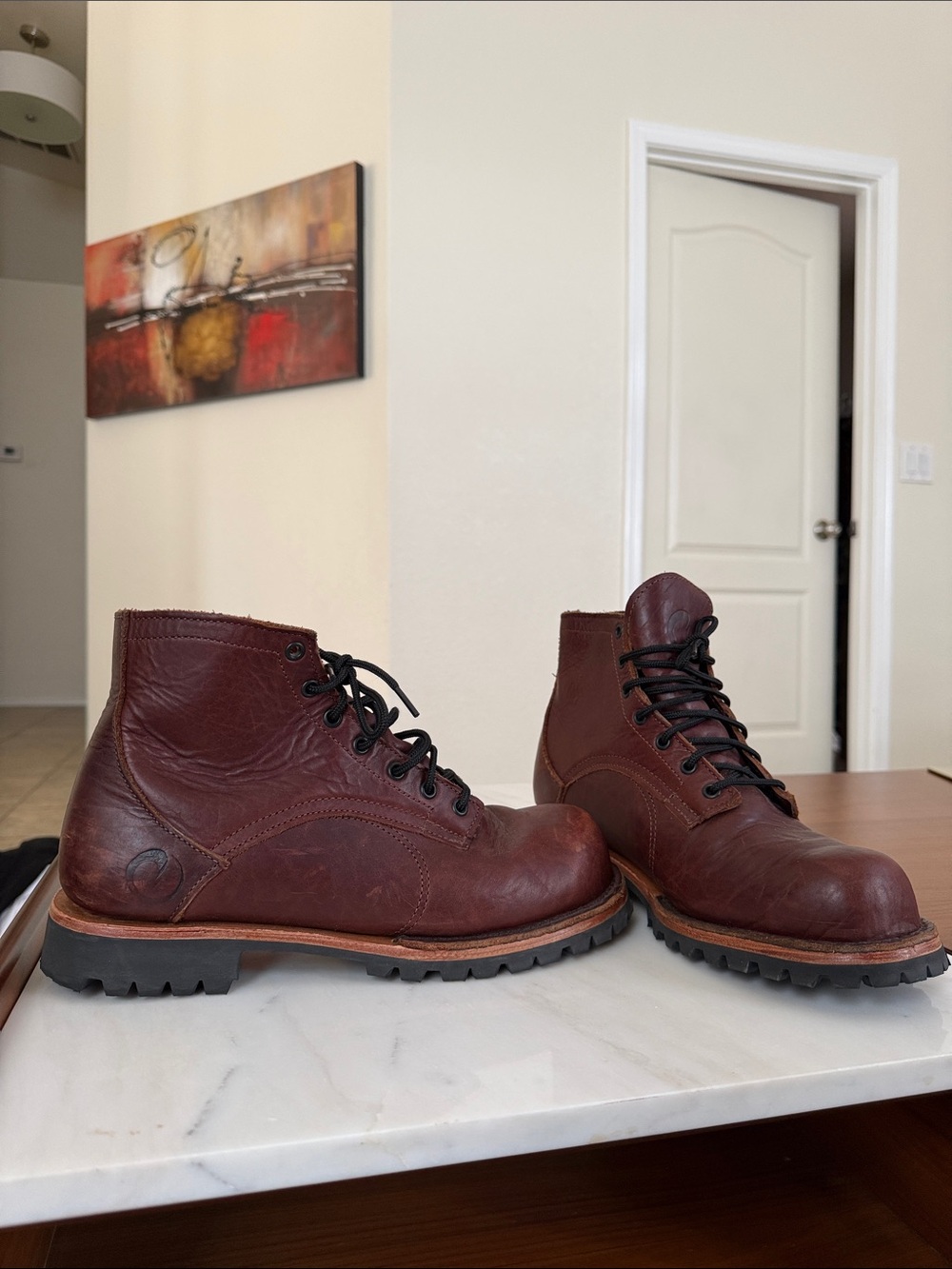 Origins Men's Chestnut Brown Leather Lace-Up Work Boots